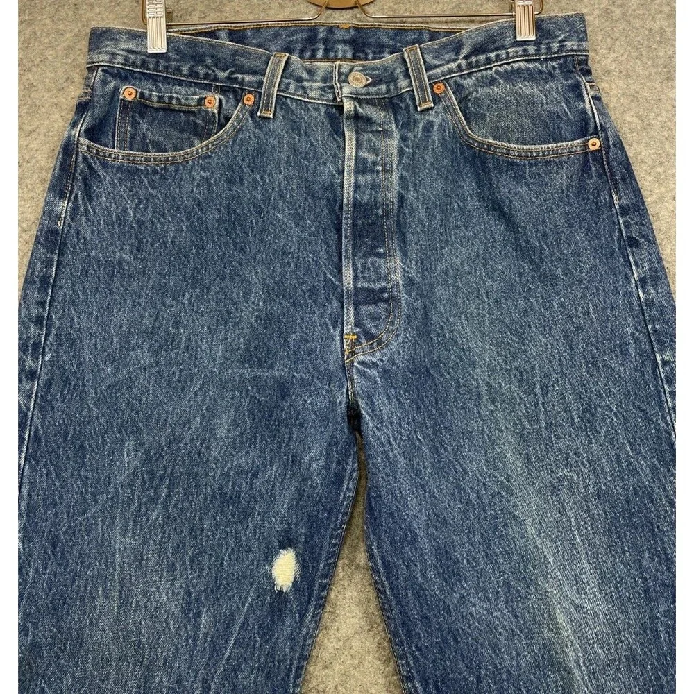 Vintage Levi's 501xx Jeans Mens 34x30 Blue Distressed USA 90s Button Fly Levis